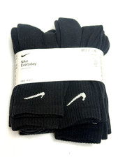 AUTHENTIC Nike Women's Everyday Training Crew Socks 6-PAIRS BLACK LARGE 10-13