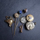 Collection Vintage Jewellery Edwardian Stickpins Horse Racing Fireman Etc