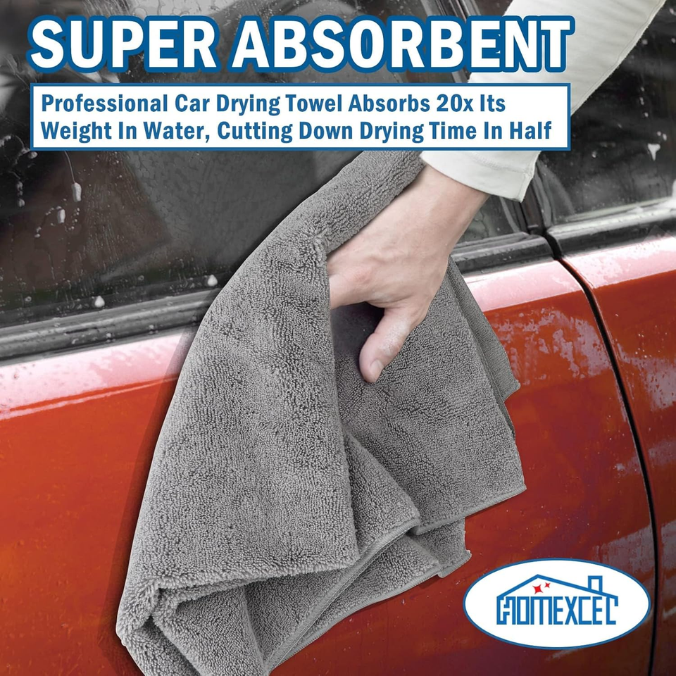Buff Detail 400 GSM Microfiber Towels For Cars - 3 Pack, 16x24", Gray, Lint & Scratch Free - View #3