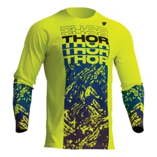 Thor Sector Atlas Acid Green and Blue MX Off-Road Jersey Men's Sizes SM - 4X