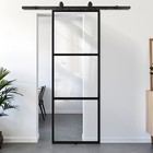 Glass Sliding Barn Door with 5Ft Barn Door Hardware Kit & Soft Close Mechanism