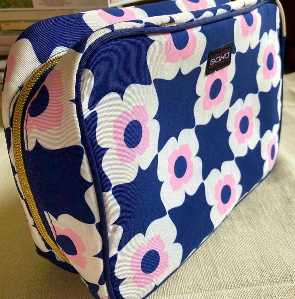SOHO красоты набор из 2 мод розовый, белый и темно-синий цветочный косметики сумки - Изображение 3 из 4