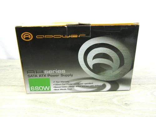 NEW APOWER 680 Watt Power Supply AK680 Series SATA ATX 120MM FAN 115/230 VOLT