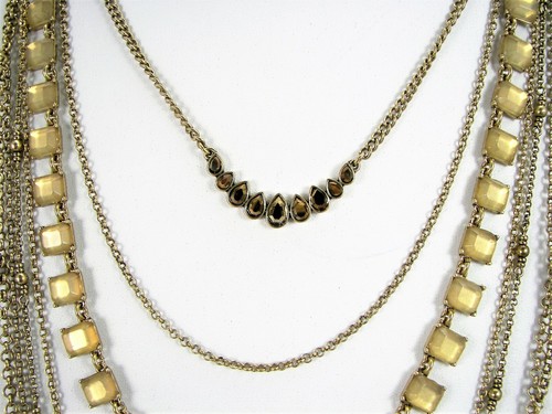 Lucky Brand Gold Stone Layered Necklace 4 In 1 Convertible Set Bohemian Boho - Picture 3 of 8