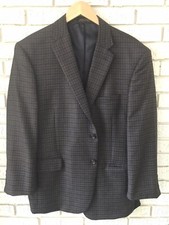 JOS A BANK Reserve Sport Coat Blazer Wool Cashmere Blue Tan Check Size 46R