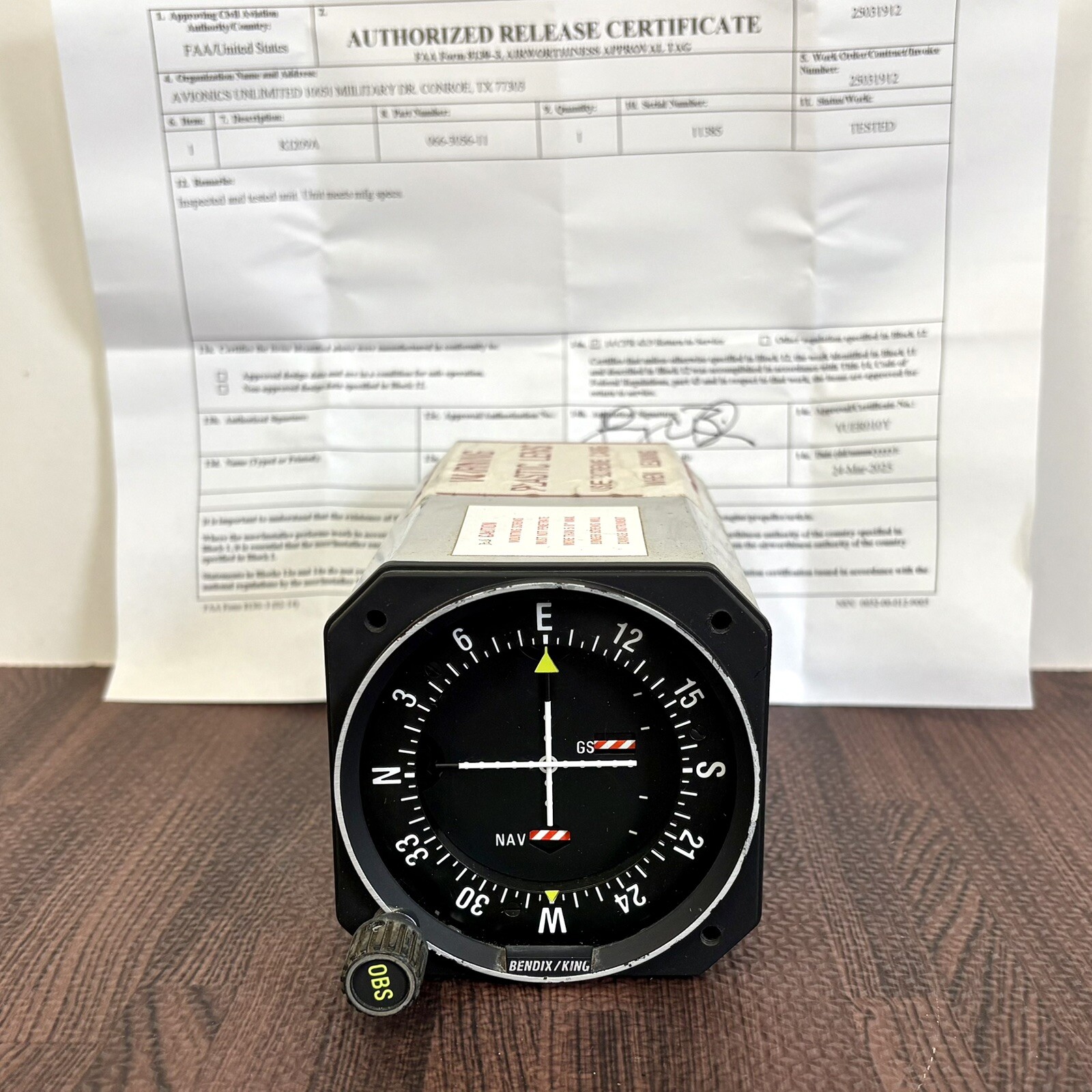 Bendix/King KI 209A Indicator PN: 066-3056-11 With New 8130-3