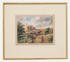 G. Grolly  - Early 20th Century Watercolour, Horse on the River Bank
