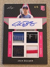 JACK BULGER 2019 Leaf Perfect Game AUTOGRAPH Quad Patch #4/5 VANDERBILT