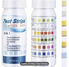 6in1 Test Strips Chlorine Chloramine PH Alkalinity Hardness Pool Spa Hot Tub