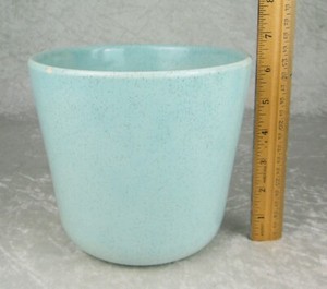 Bauer Pottery Planter Speckled Robin Egg Blue 6-1/4 inch Tall 7 inch Diameter