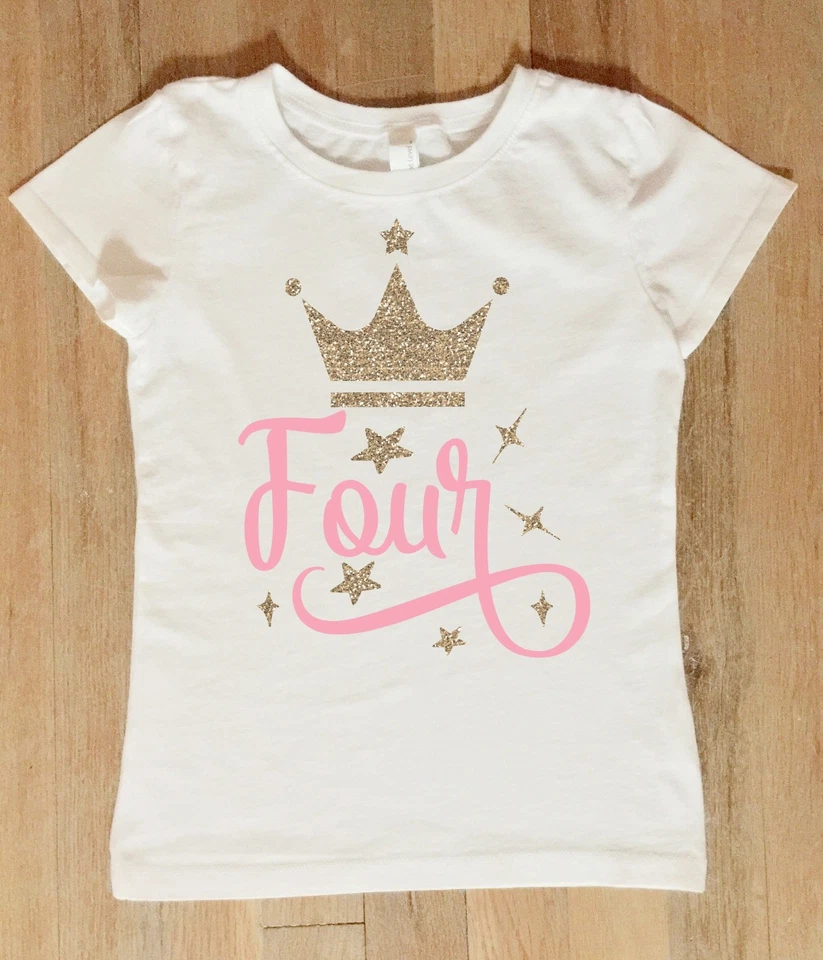 Princess Birthday Shirt, Numbered Birthday Shirt for Girls, Custom Ages 1-10 - Image 4 of 4