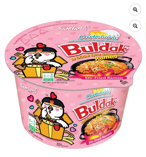 Samyang Buldak Ramen Carbonara, Hot Chicken noodle - 6 Pack BIG BOWL