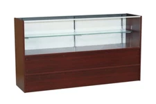 Cherry Wooden 70 Inch Half Vision Display Showcase with Rear Storage and Locks