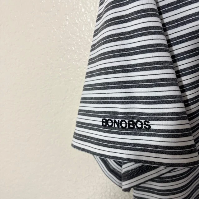 Camisa Bonobos XL Para Hombres Golf Polo Elastizada Gris Blanco Rayas Logo Atlético Informal Foto 2 de 4