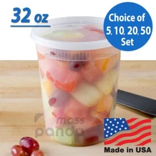 32 oz Heavy Duty Large Round Deli Food/Soup Plastic Containers w/ Lids BPA free