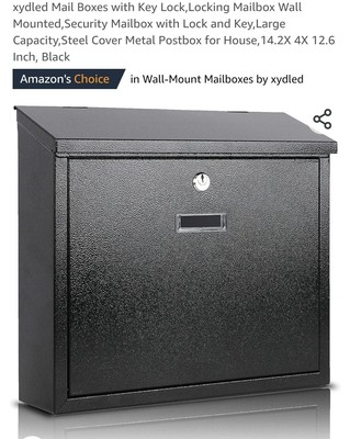 xydled Mail Boxes with Key Lock,Locking Mailbox Wall Mounted,Security Mailbox...