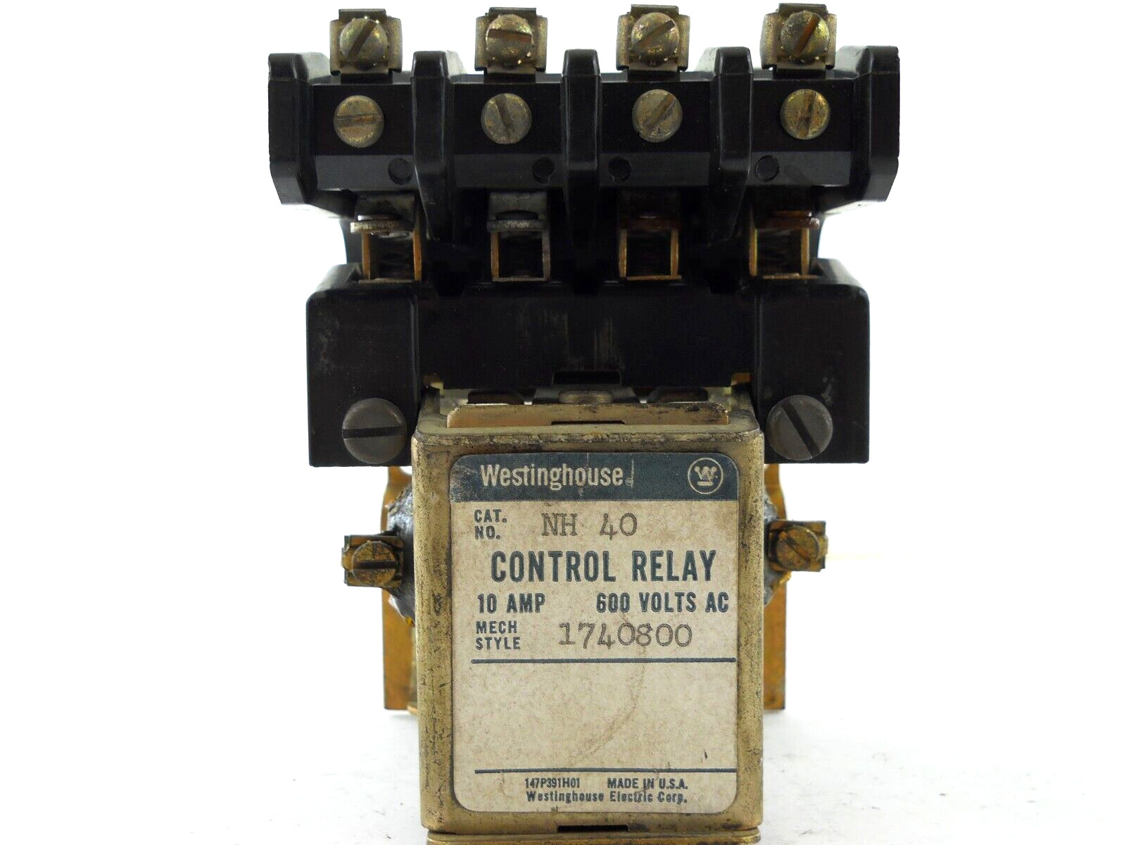 Westinghouse NH-40 10A 600V Control Relay Style 1740800 Controller ~ New Surplus