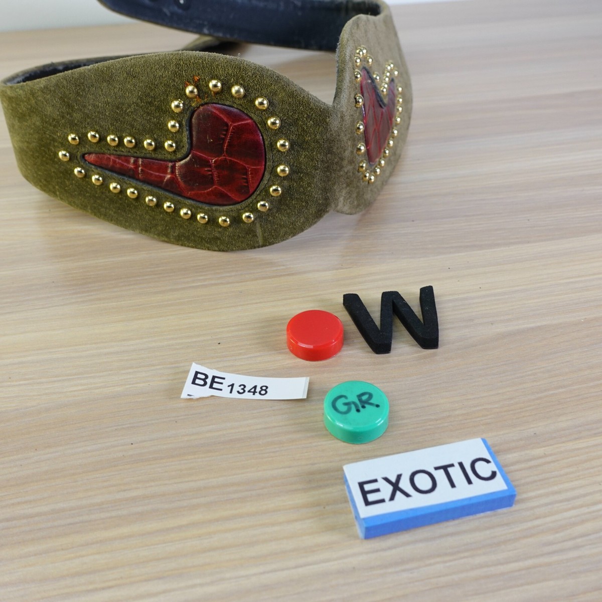 Studded Belt Womens Small Green Croc Leather Fashion Waist  display picture 2