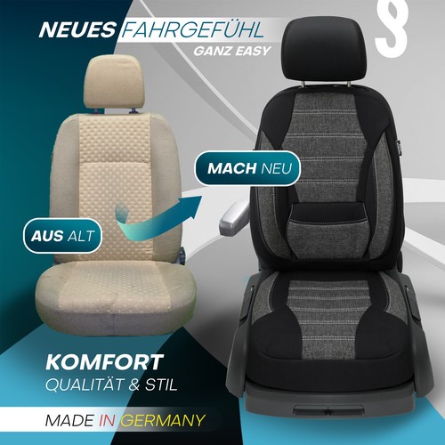 Fundas de asiento Prime adecuadas para Mercedes Sprinter W906 desde 2006-2018 (negro-gris) - Imagen 6 de 12