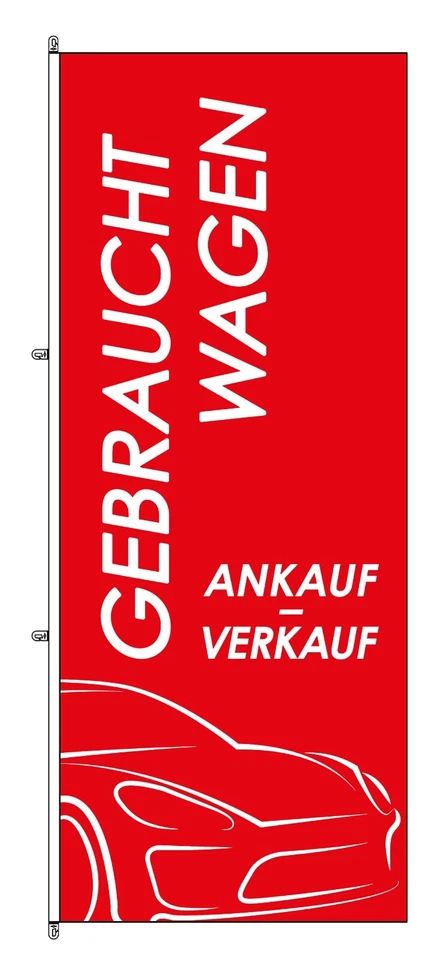 FELIXFLAGGEN Flagge Gebrauchtwagen 120 x 300 cm KFZ Handel Werbung Auto Banner Fahne rot