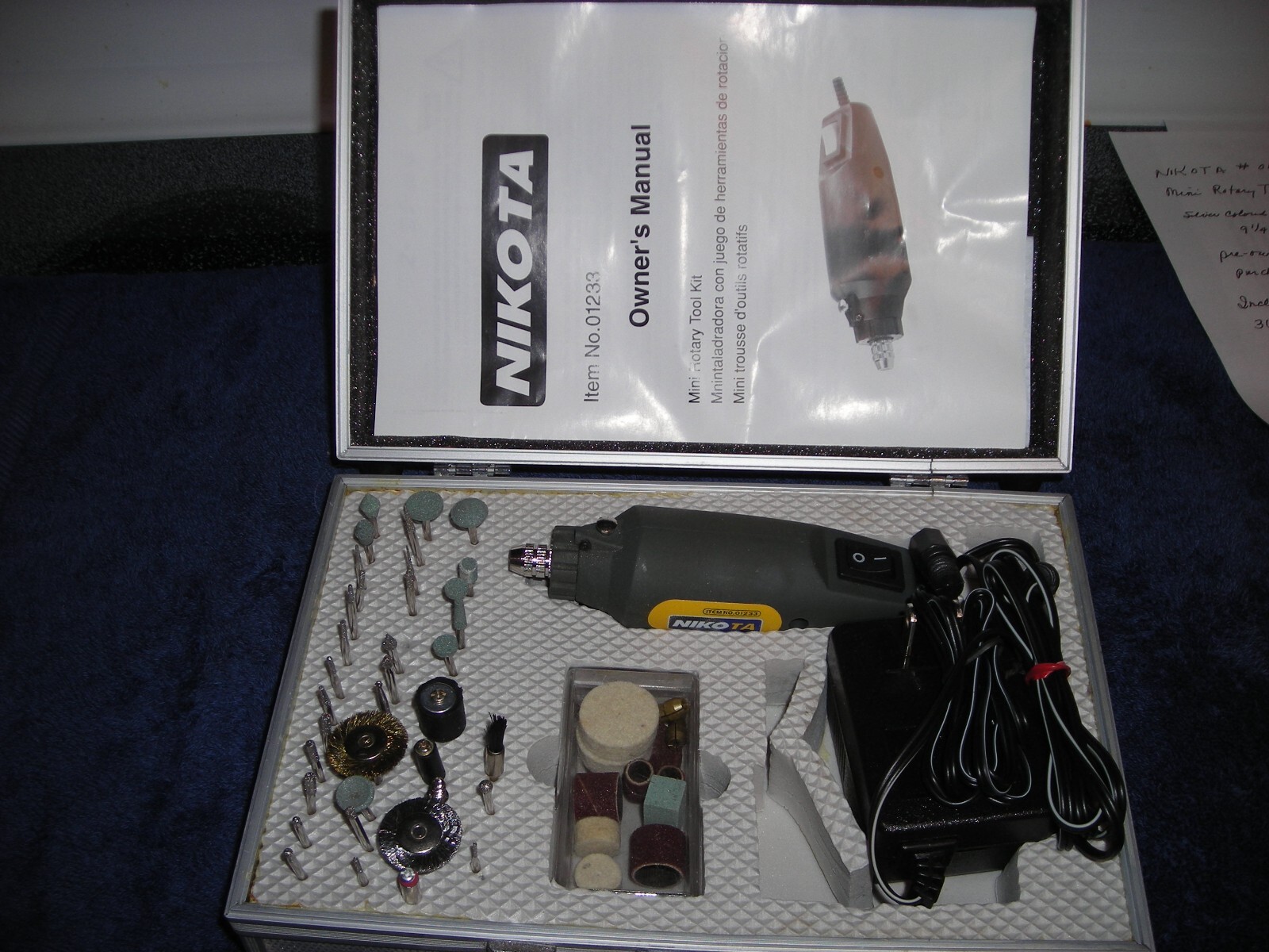 Nikota Mini Rotary Tool Kit 01233 Dremel Tool Metal Case And Manual