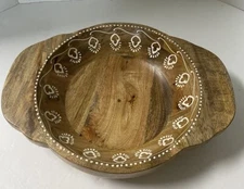Cravings by Chrissy Teigen 10x13” Mango Wood Serving Bowl Hand Painted Boho