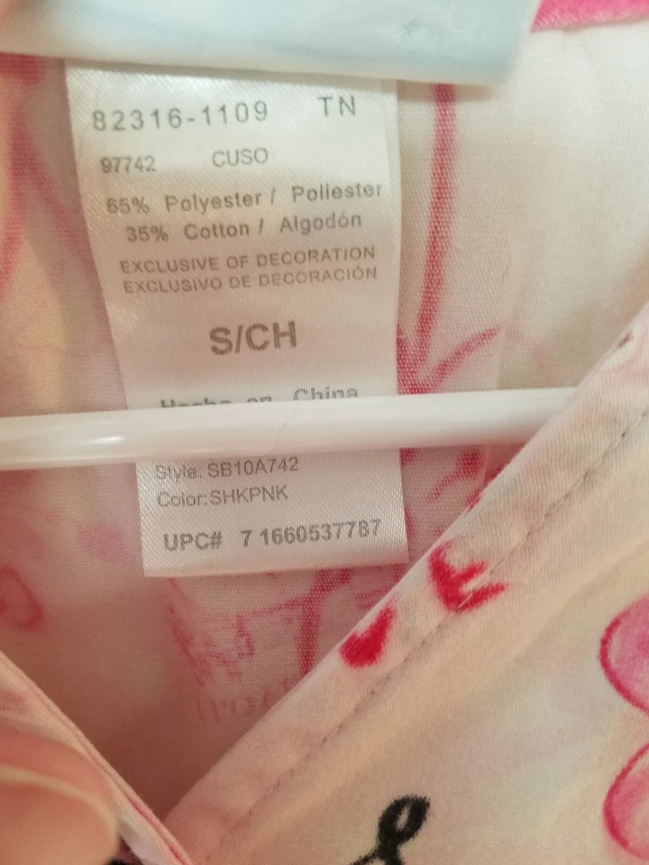 Valentines Day Scrub Top womens Sz S music hearts flowers kiss love Barbiecore - Image 3 of 4