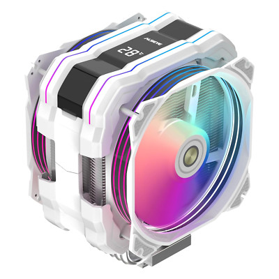 M120D Plus CPU Cooler - Temp Display, Dual ARGB Fans, Easy Install, White