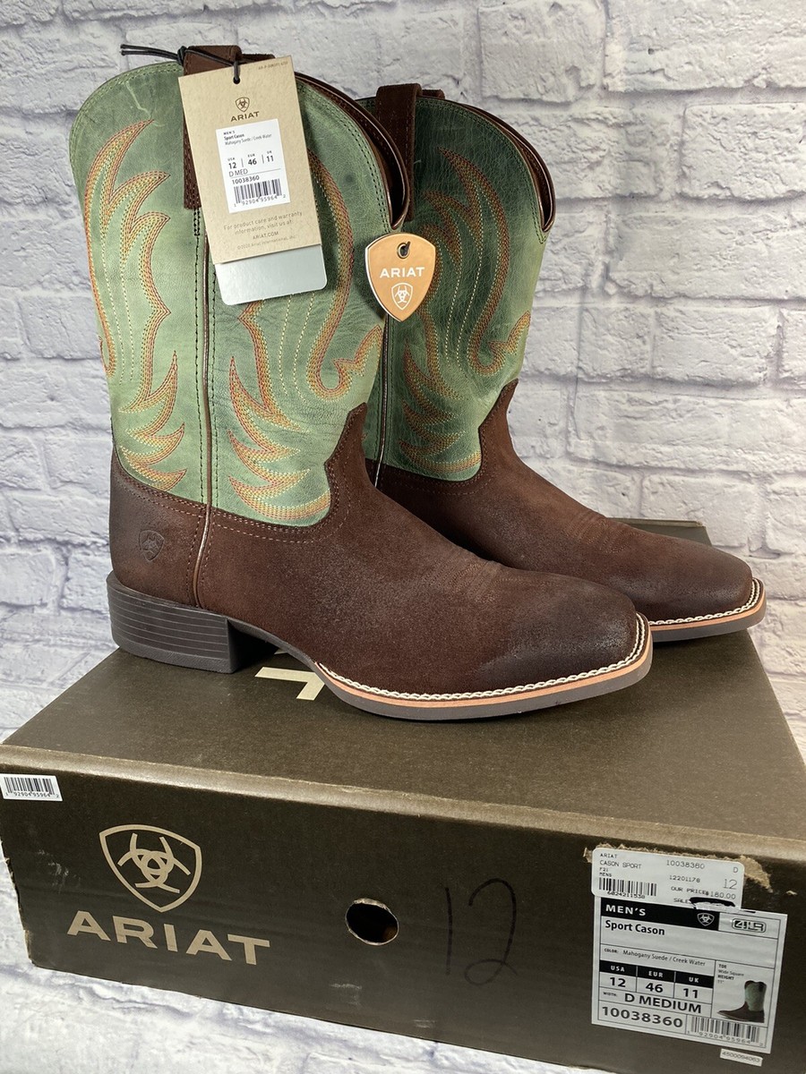 Ariat Mens Sport Cason Boots Green Suede 10038360 Sz 12 D | eBay