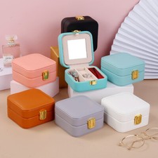 Portable Jewelry Box Organizer Leather Jewellery Ornaments Case Travel Storage