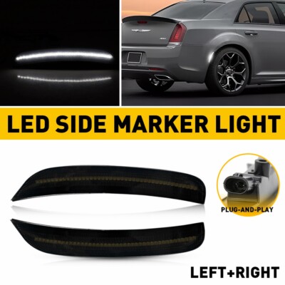 For Chrysler 300 2015-2023 White Smoke LED Marker Side Light Rear Bumper Lamps