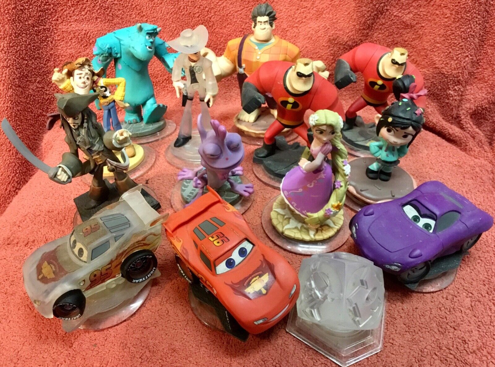 XBOX 360 Disney Xfinity Game Pieces and Characters/Figures Lot CARS  MONSTERS INC