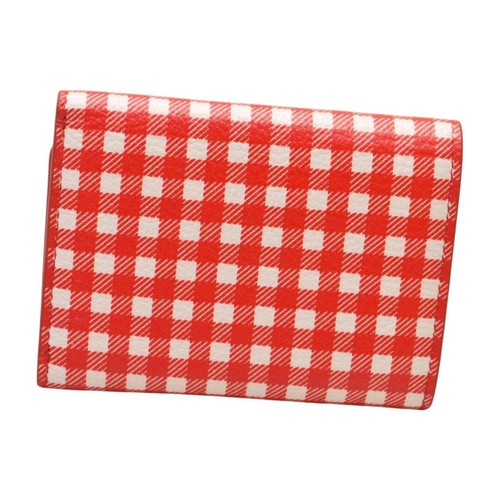 MIU MIU Trifold Wallet Geldbörse Compact Wallet Printed Madras Leather 5MH021 Red - Bild 2 von 12