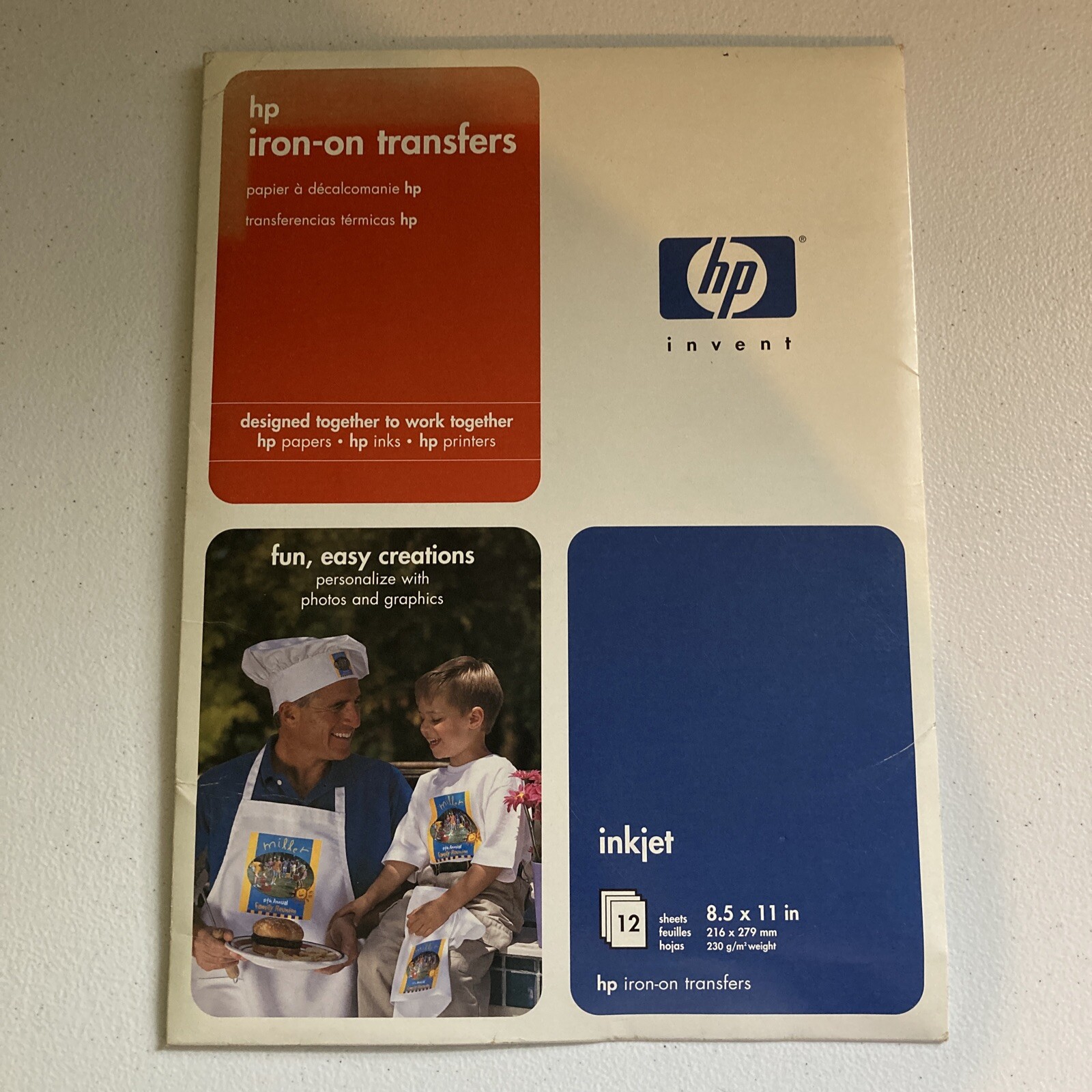 HP IronOn Transfers 81/2 x 11 White 12/Pack C6049A New Sealed