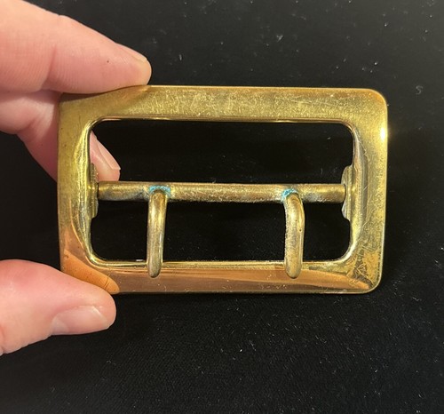 Vintage Solid Brass 2.25” Double Prong Duty Belt Buckle - Picture 8 of 9