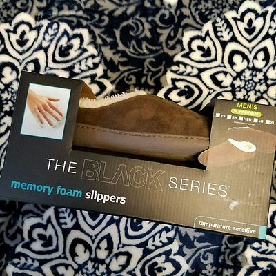 The Black Series Memory Foam Slippers XL Brown Non Slip Soles