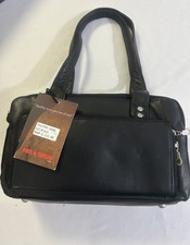 Paul & Taylor Small Leather Double Zip Tote New Black Msrp $112