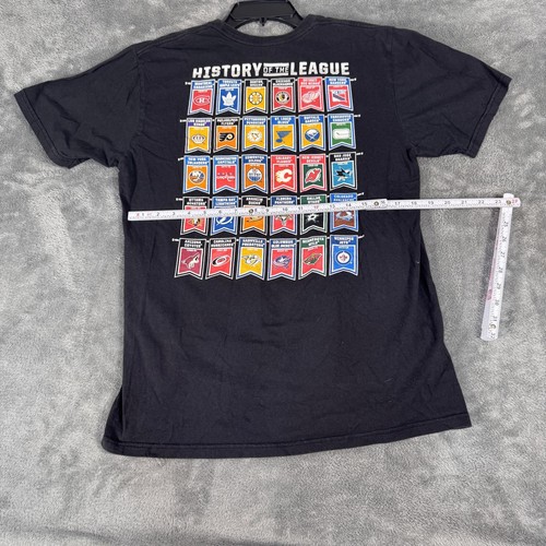 Reebok NHL History of the League T-Shirt Black Size L Hockey Logos Graphic Tee - Picture 4 of 5