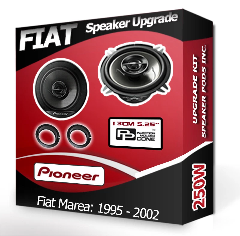 Fiat Marea Avant Enceinte Portière Pioneer Auto + Adaptateur Anneaux 250W - Photo 1/1