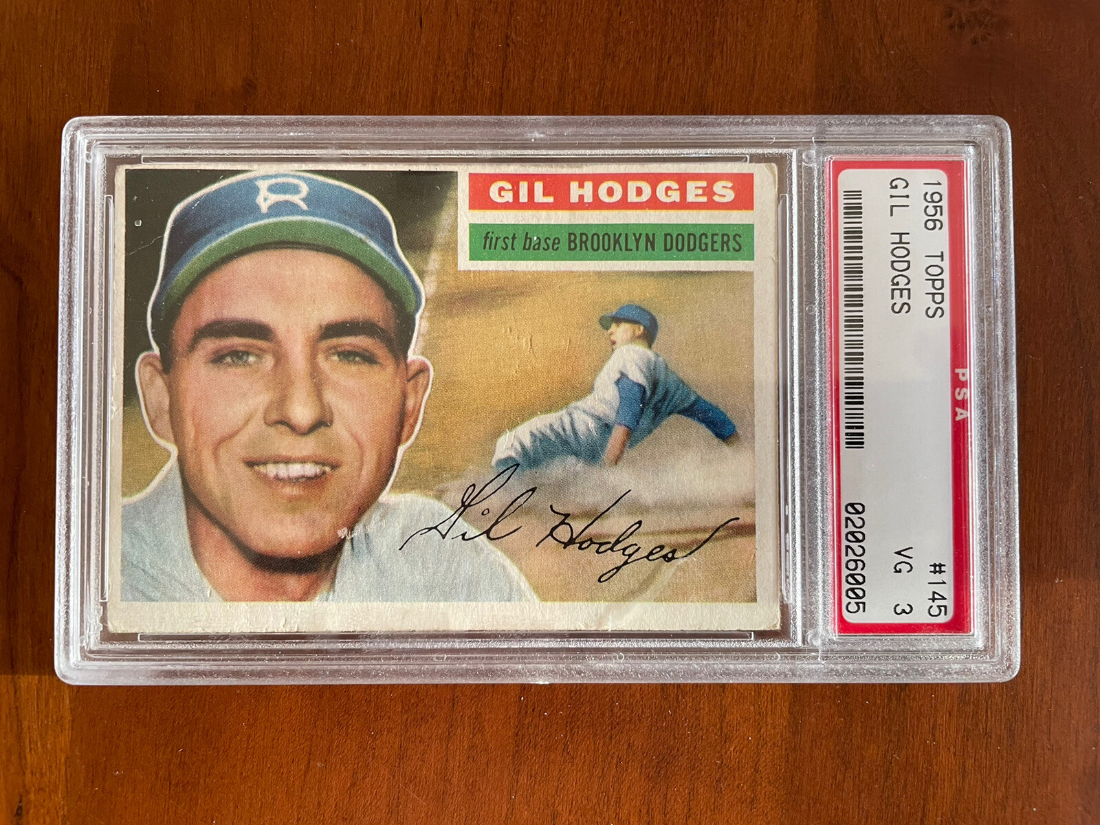 1956 Topps #145 Gil Hodges PSA 3 Gray Back HOF Brooklyn Dodgers Baseball Card
