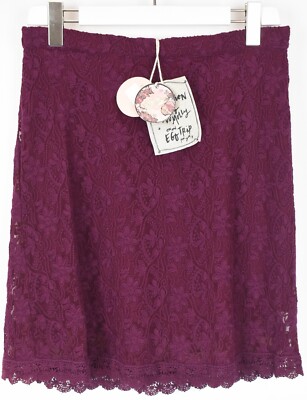 Odd Molly High Life Skirt Women Large Mini Lace Lined Burgundy
