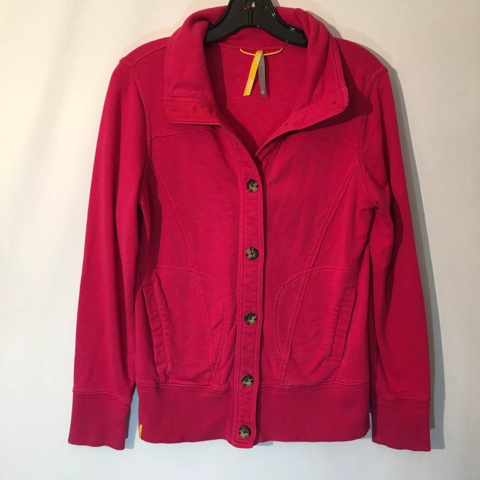 lole button up casual active yoga pockets coat jacket
