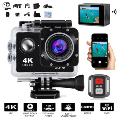 4K 30fps HD Aktion Kamera Wasserdicht Aktion Cam Unterwasserkamera WiFi Kamera