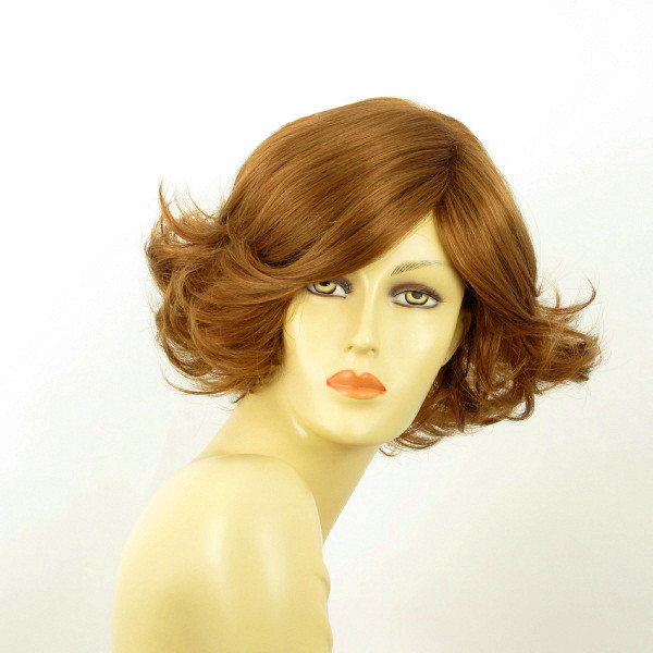 Perruque femme courte blond cuivré Jeanette 27 avec coupe carrée moderne et frange droite
