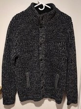NWT EXPRESS knit Sweater Full Zip/And Snap Charcoal Gray MSRP 148 Large H 