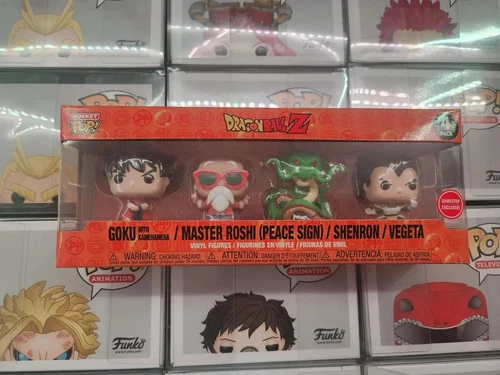 FUNKO POP DBZ 4PK GOKU WITH KAMEHAMEHA/MASTER ROSHI(PEACE SIGN)/SHENRON/VEGETA
