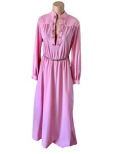 Vintage special ocasion pink dress maxi long sleeve knit polyester M/L?