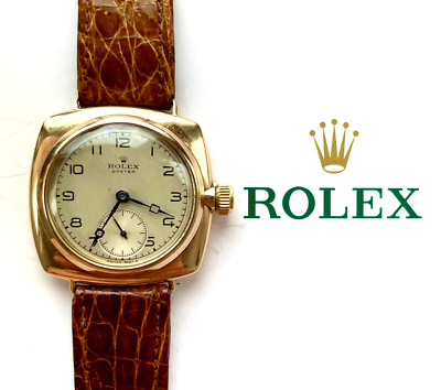 Rolex   Oyster 678 Art Deco Pink Gold 9K 375 cushion men's watch 1934 Service
