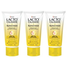 Lacto Calamine Sunscreen SPF 50  50g Each - Pack of 3 With Kaolin Clay, Vitamin