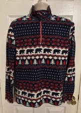 CHUBBIES The Bear Hug Fleece Men's 1/4 Zip Pullover Red White Blue Size Small